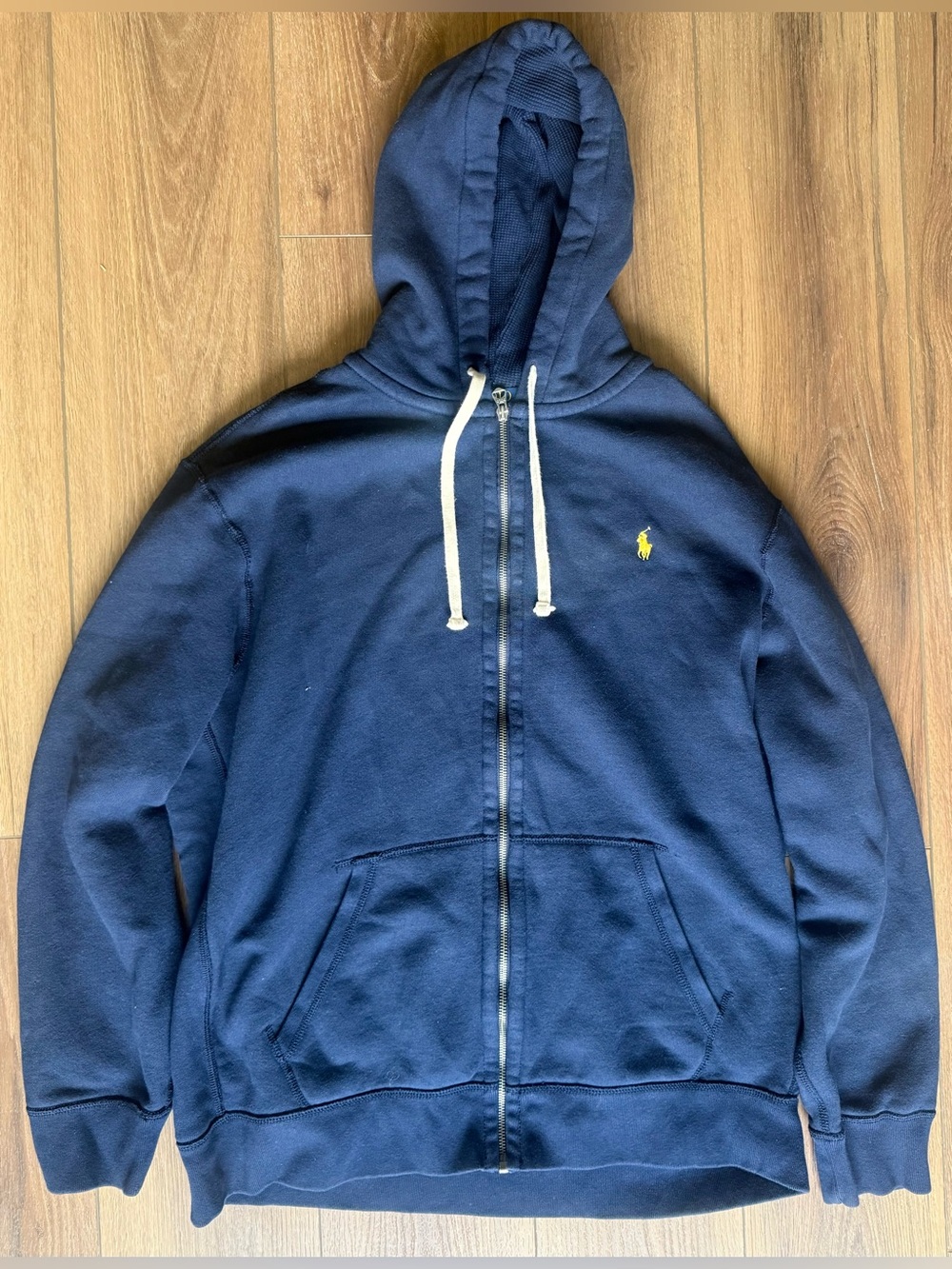 Vintage Polo Ralph Lauren Thermal Lined Hoodie Sweatshirt Brown Zip Up Sz XXL